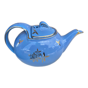 1940s Art Deco Blue & Gold Hall China Tea Pot