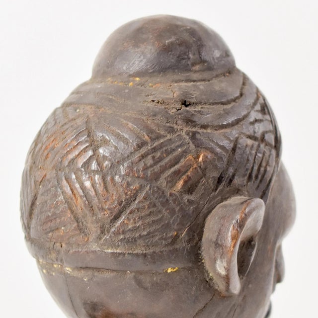 African Early 20th Century Yaka Miniature Figure with Child 10 Inch For Sale - Image 3 of 7