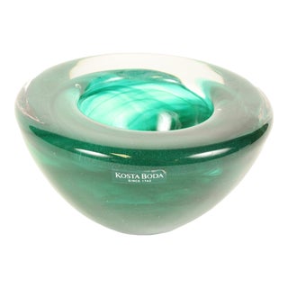 Kosta Bota Green Glass Candle Holder For Sale