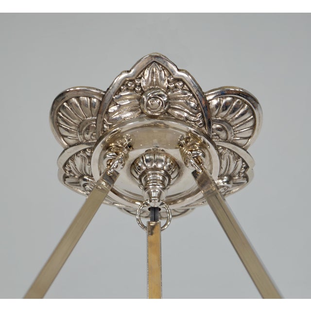 Metal French Art Deco Pendant Light by Lorrain Daum 1920s France For Sale - Image 7 of 13