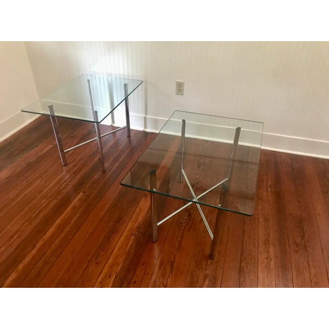 Knoll 1990s Knoll Style Chrome and Glass Architect’s Side Tables - a Pair For Sale - Image 4 of 10