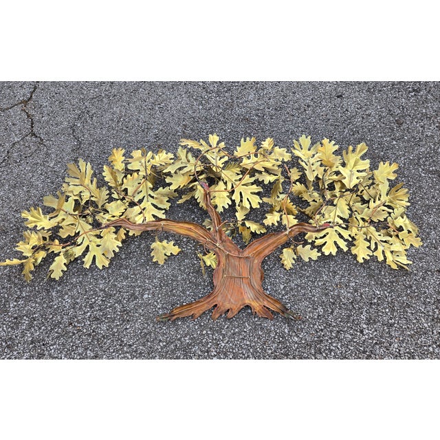 Mid-Century Modern Vintage Metal Wall Art Oak Tree For Sale - Image 3 of 4