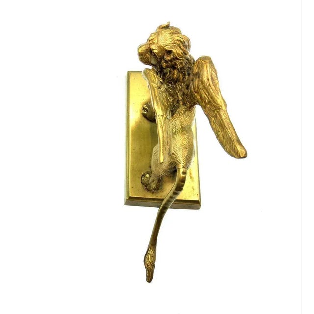 Antique Bronze Winged Lion on Rectangular Base For Sale - Image 11 of 13