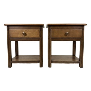 Vintage Country-Style Nightstands in Oak, Set of 2 For Sale