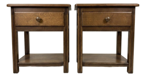 Vintage Country-Style Nightstands in Oak, Set of 2