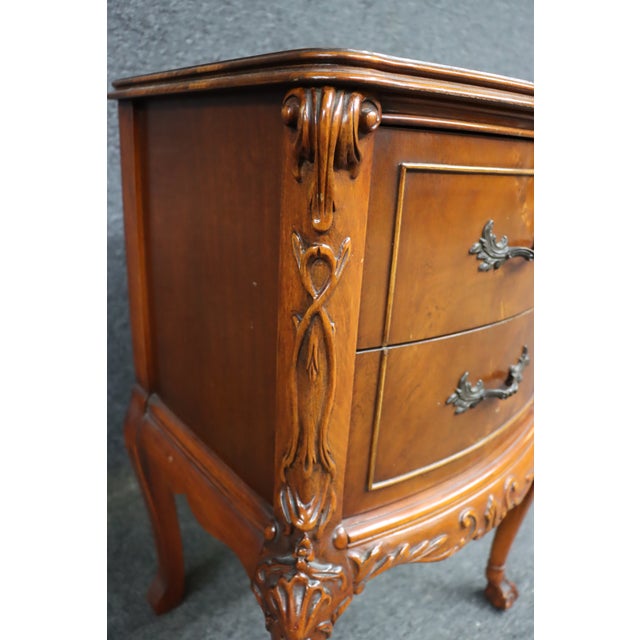 Queen Anne Mahogany Claw and Ball Two Drawer Nightstand For Sale - Image 3 of 12