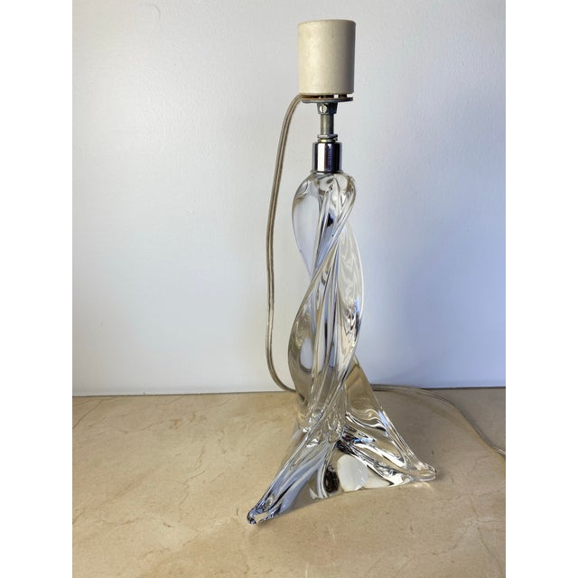 Maison Saint Louis France Twisted Crystal Table Lamp, Signed French Mid-Century Modern Lighting For Sale In Seattle - Image 6 of 12