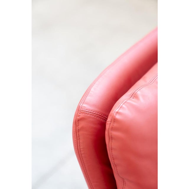 Set of Lounge Chair and Footrest in Red Leather by Vitelli e Ammannati for Brunati, 1970s-1980s For Sale - Image 18 of 18