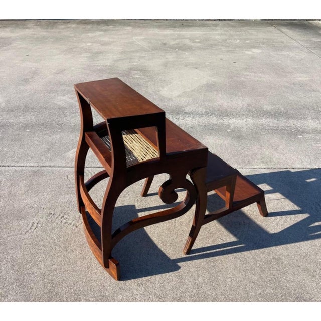 Regency Style Metamorphic Cane Seat Library Chair, Steps, by Bittner, Louisville For Sale - Image 9 of 12