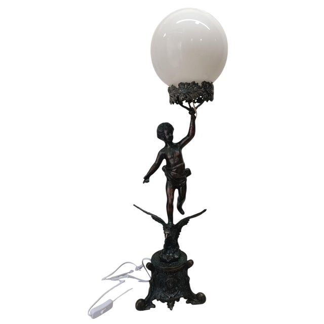 Vintage Torch Lamp in Metal For Sale - Image 5 of 9