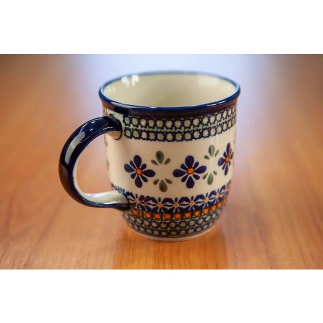 White 350 ml Ceramic Mugs by Porcelana Bolesławiec, Set of 4 For Sale - Image 8 of 8