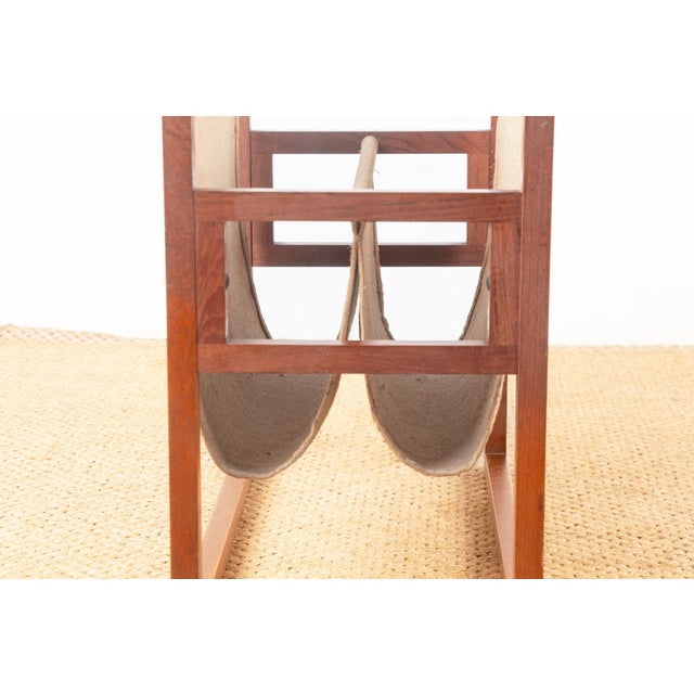 Danish Magazine Rack in Teak and Linen by Henning Wind-Hansen for Sika Møbler, 1960s For Sale - Image 11 of 12