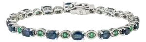 Natural Sapphire & Emerald Mix Alternative Set Gemstone Tennis Bracelet