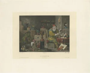 Péree, Illustration of an Alchemist in his Labaratory, 1860, Print