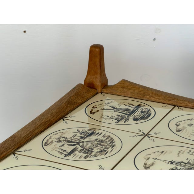 Vintage Danish Oak Tile-Top Bar Trolley by Henning Kjærnulf, 1960s For Sale - Image 6 of 9