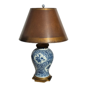 19c. Chinese Blue and White Lamp With Custom Shade