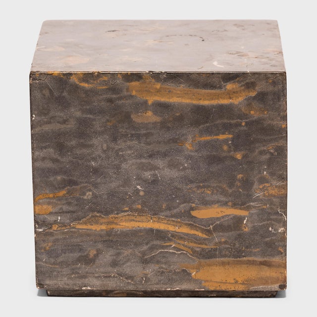 This "floating" doon table, carefully hand-carved into a perfect block, has a graceful reveal at its base, giving it a...