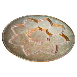 Moroccan Hand Hammered & Pierced Copper Charger, 20th Century For Sale