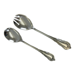 1980s Silver Pair Salad Servers, Salad Spoon & Salad Fork, Lily.