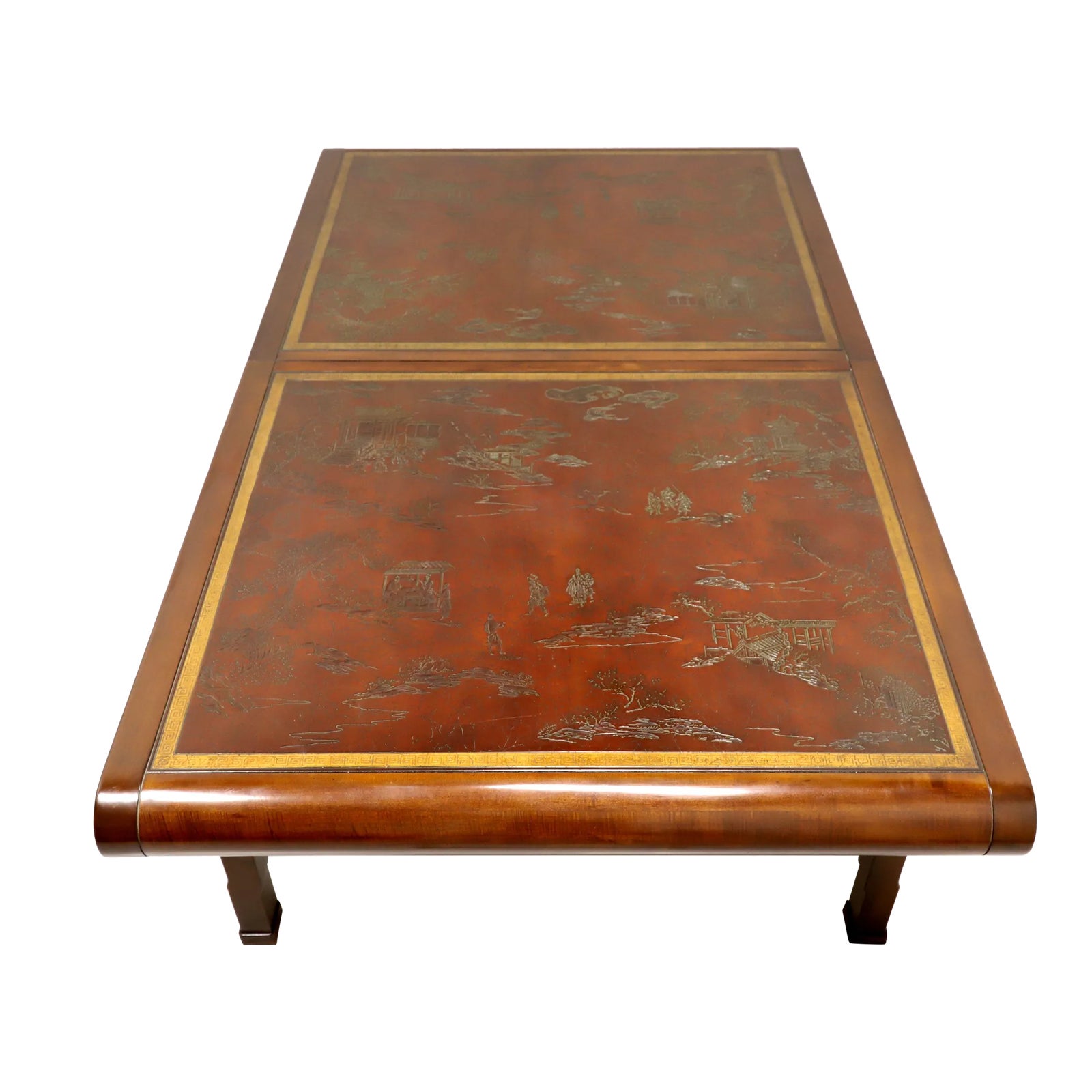 Drexel Heritage Ming Treasures Mahogany Carved Chinoiserie Dining Table