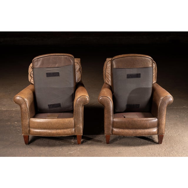 Brown Pair of Vintage Leather Club Lounge Chairs For Sale - Image 8 of 8