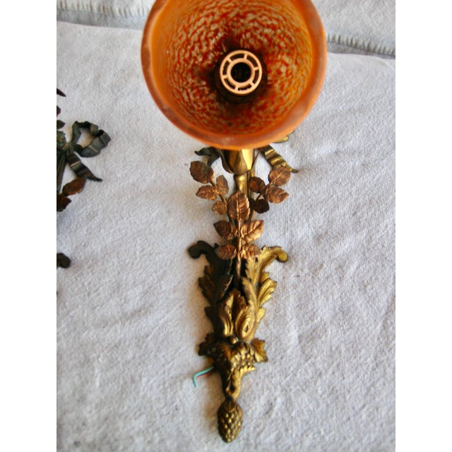 Early 20th Century French Art Nouveau Floral Pair Sconces - a Pair For Sale - Image 6 of 10
