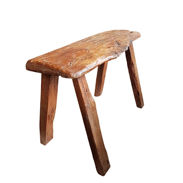 Dutch Primitive Wooden Farm Stool For Sale
