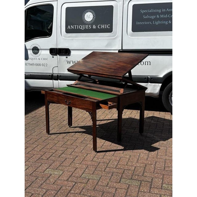 English Georgian Mahogany Architects Desk For Sale - Image 3 of 18