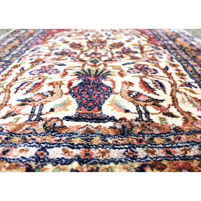 1970s Vintage Wool Rug with Floral and Bird Motif, Pakistan, 1970s For Sale - Image 5 of 8