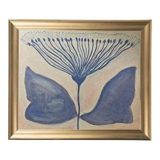 Original Framed Acrylic Botanical Painting, Organic Boho Art Floral Wall Art by Tatiana Duperault For Sale