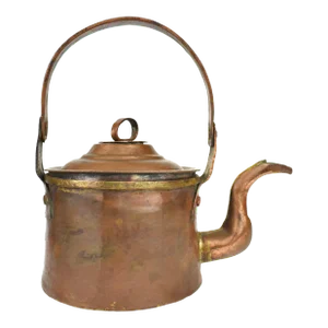Antique 19th Century French Dovetailed Handmade Hand Hammered Copper Tea Kettle Pot