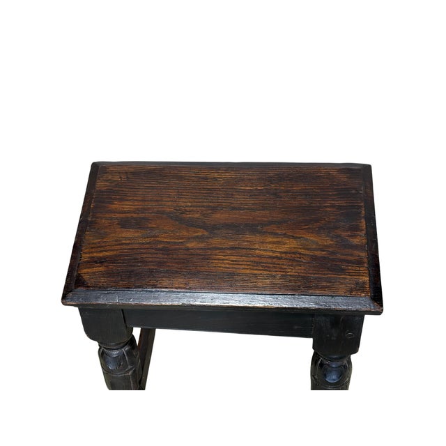 19th Century Antique 19th Century English Oak Joint Stool 18.5" H For Sale - Image 5 of 8