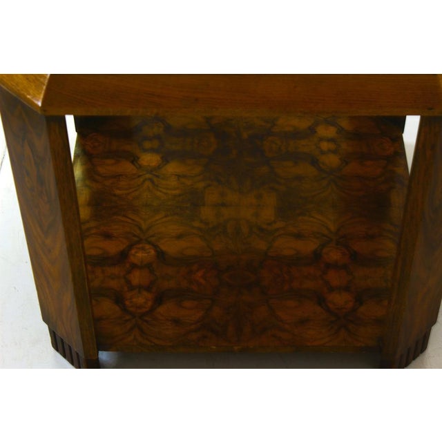 Art Deco French Side Table in Walnut Burl and Oak, 1925 For Sale - Image 10 of 14