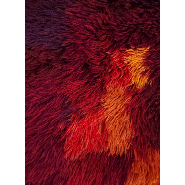 Mid-Century Modern Mid-Century Modern Handmade Rya Rug in Wool, Denmark, 1970s For Sale - Image 3 of 7