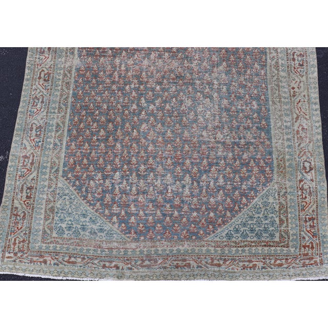 Antique Persian Malayer Gallery Rug With Hexagonal Medallion and Geometric Floral Patterns 4'8"x10'5" For Sale - Image 4 of 10