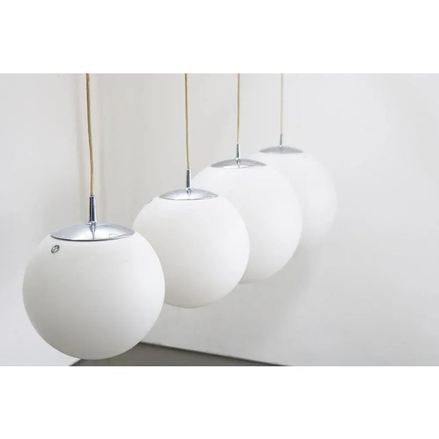 Mid-Century Modern Space Age Globe Pendant Light Ball Lamp in Opal Glass Satin from Peill & Putzler, 1970s For Sale - Image 3 of 13