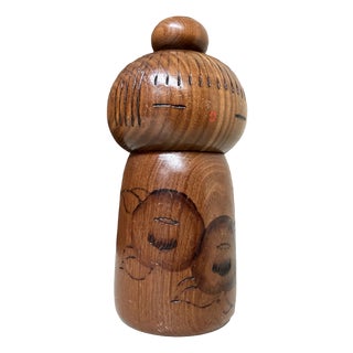Vintage Sōsaku Kokeshi Kantsubaki / Camellia Girl by Kazuo Takamizawa, 1970s For Sale