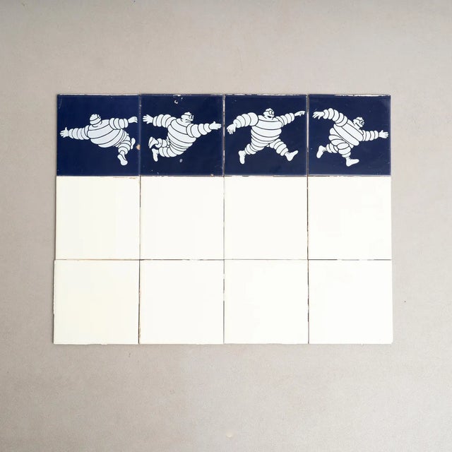 Blue Vintage Michelin Man Tiles, 1960s, Set of 15 For Sale - Image 8 of 12