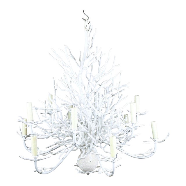 Vintage Faux Coral Large Chandelier For Sale
