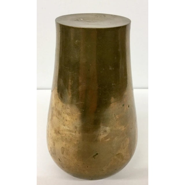 Vintage Korean Solid Brass Zen Vase For Sale - Image 9 of 13