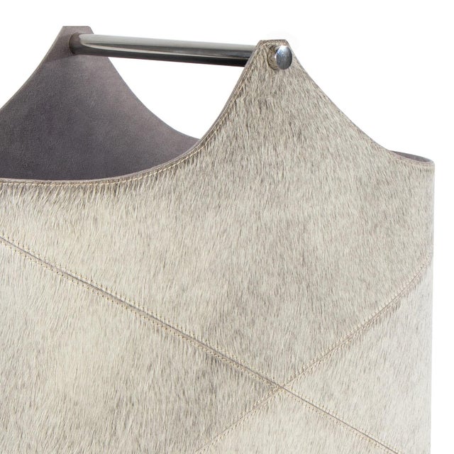 2020s Andres Hair on Hide Basket, Grey For Sale - Image 5 of 7