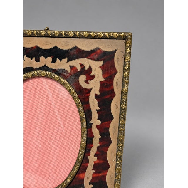 Late 19th Century Pair of Napoleon III Style Boulle Inlaid Miniature Picture Frames, C. 1890 For Sale - Image 5 of 10