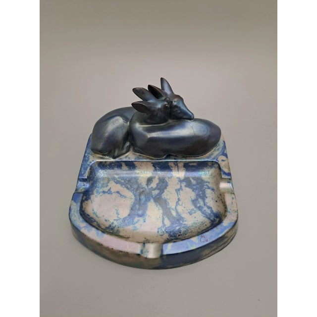 Ceramic Art Deco Ashtray with Hugging Deer by Zsolnay, Hungary, 1930s For Sale - Image 7 of 10