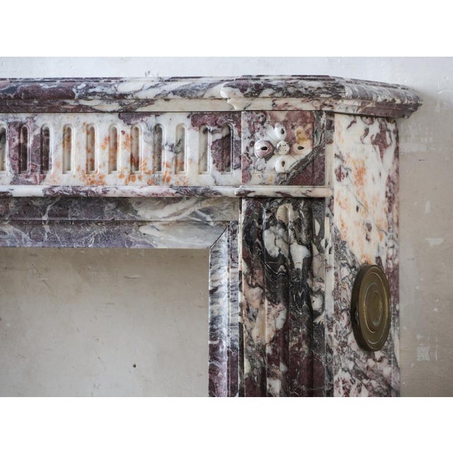 Large Louis XVI French Fireplace in Exceptional Fleur De Pêche Marble For Sale - Image 14 of 16