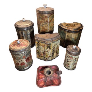 Collection of Antiques Tole Containers For Sale