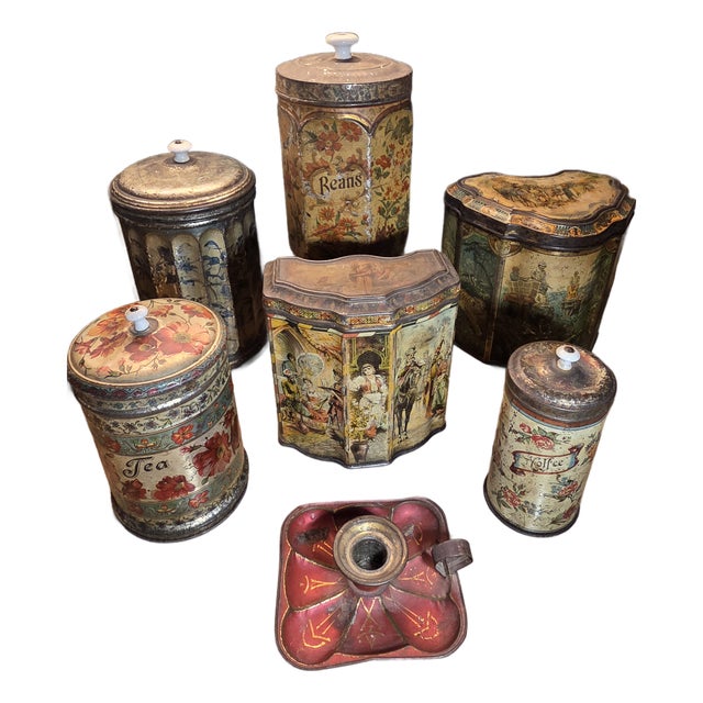 Collection of Antiques Tole Containers For Sale