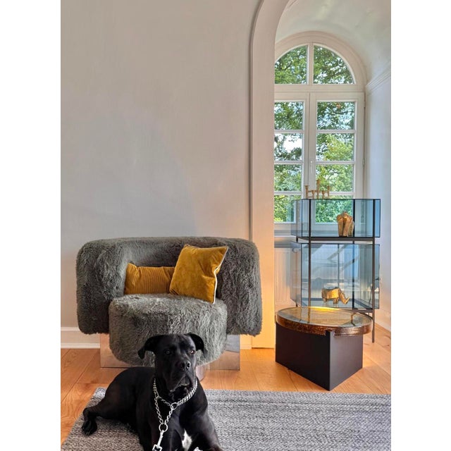 Early 21st Century Alwa One Big Side Table with Amber Top & Brushed Stainless Steel Base by Sebastian Herkner for Pulpo For Sale - Image 5 of 6