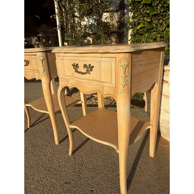Pair of Vintage French Style Nightstands With Drawer and Lower Shelf For Sale - Image 9 of 15