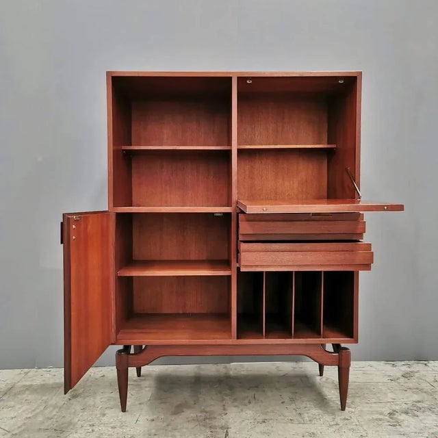 Mid-Century Scandinavian Style Highboard in Teak, 1950s, in Restored conditions. Designed 1950 to 1959