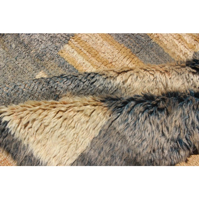 Mid 20th Century Vintage Turkish Tulu Rug With Sand Rectangles With Gray Outlines For Sale - Image 11 of 13